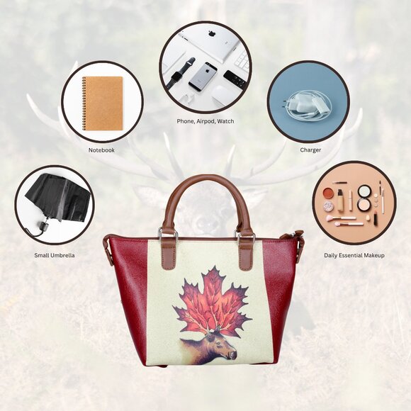 Printed Leather 3-in-1 Convertible Top Handle Crossbody Bag for Women- Daily Use - Picture 5 of 16